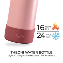 Theoni stainless Steel Double Walled Insulated Water Bottle| 24 Hours Hot & Cold |Leak Proof| Easy to Carry School And Travel Bottle - Pretty Peach (500ml)