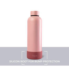 Theoni stainless Steel Double Walled Insulated Water Bottle| 24 Hours Hot & Cold |Leak Proof| Easy to Carry School And Travel Bottle - Pretty Peach (500ml)