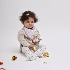 Theoni Racing Checks - Lilac 100% Cotton Muslin Bib for Baby - Stylish, Super Absorbent, Gentle Teething Bib for Infants & Toddlers, Unisex Bandana Drool Bib for Boys & Girls