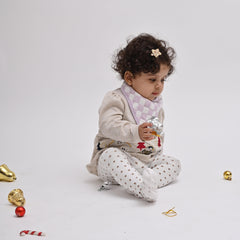 Theoni Racing Checks - Lilac 100% Cotton Muslin Bib for Baby - Stylish, Super Absorbent, Gentle Teething Bib for Infants & Toddlers, Unisex Bandana Drool Bib for Boys & Girls