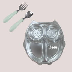 Theoni Meal Set - Owl Plate & Baby Cutlery Set