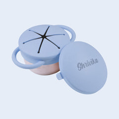 Theoni Stainless Steel Snack Cups with Removable Silicone Food Catcher & Travel Lid – Spill-Proof, Toddler-Friendly, Dishwasher Safe- Blue