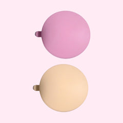 Theoni Stainless Steel Snack Cups with Removable Silicone Food Catcher & Travel Lid – Spill-Proof, Toddler-Friendly, Dishwasher Safe- Beige & Pink