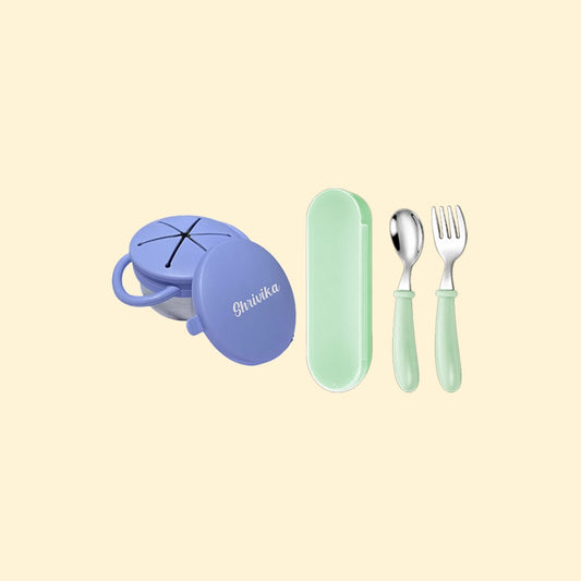 THEONI Snack Cup & Spoon-Fork Combo - Periwinkle