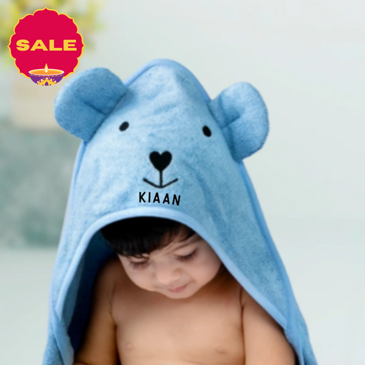THEONI Bamboo Hooded Baby Towel - Powder blue