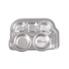 Theoni Stainless Steel Bus Shape Kids Plate / Non Suction Plate / Dinner Dish -Personalization Available
