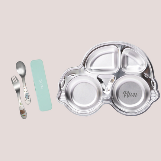 Theoni Tiny Tummies Meal Set - Car Plate & Cutlery Set