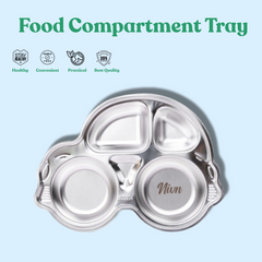 Theoni Stainless Steel Car Shape Kids Plate / Non Suction Plate / Dinner Dish -Personalization Available