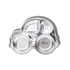 Theoni Stainless Steel Car Shape Kids Plate / Non Suction Plate / Dinner Dish -Personalization Available