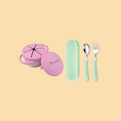 THEONI Snack Cup & Spoon-Fork Combo - Pink