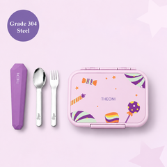Duo Steel Kids Lunch Box & On-the-Go Cutlery Set – Purple