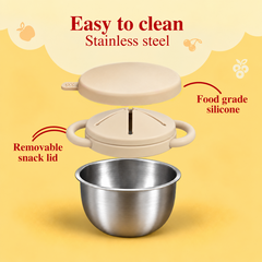 Theoni Stainless Steel Snack Cups - Beige & Red