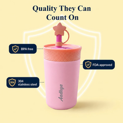 Theoni Star Kids Stainless Steel Insulated Tumbler | 355ml | BPA-Free, Travel Friendly – Pink and Green