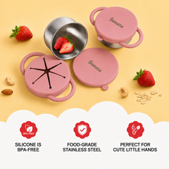 Theoni Stainless Steel Snack Cups - Beige and Pink