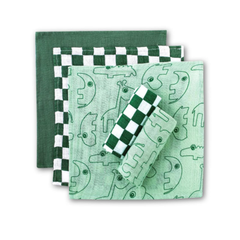 Theoni 100% Cotton Muslin Washcloths - Dark Green Baby napkins / wipes