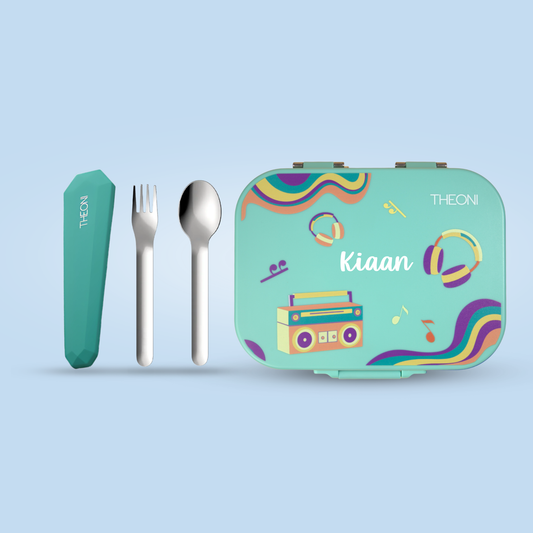 Bento Joy Leakproof Lunch Box + On-the-Go Cutlery Set Combo- Stereo