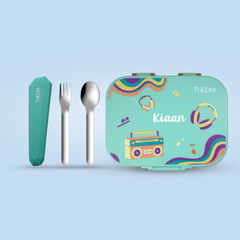 Bento Joy Leakproof Lunch Box + On-the-Go Cutlery Set Combo- Green