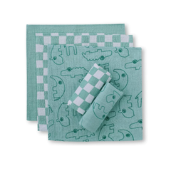 Theoni 100% Cotton Muslin Washcloths - Teal blue Baby napkins / wipes