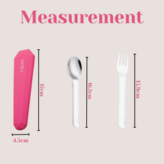 Duo Steel Kids Lunch Box & On-the-Go Cutlery Set – Colorful Microwave-Safe Pixi Lunch Box + BPA-Free Pink Travel Spoon & Fork