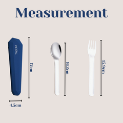 Theoni On-the-Go Stainless Steel Cutlery Set for Kids – BPA-Free, Dishwasher Safe Travel Spoon & Fork with Silicone Case – Navy Blue