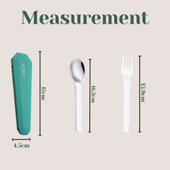 Duo Steel Kids Lunch Box & On-the-Go Cutlery Set – Colorful Microwave-Safe Stereo Lunch Box + BPA-Free Green Travel Spoon & Fork