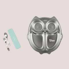 Theoni Tiny Tummies Meal Set - Owl Plate & Cutlery Set