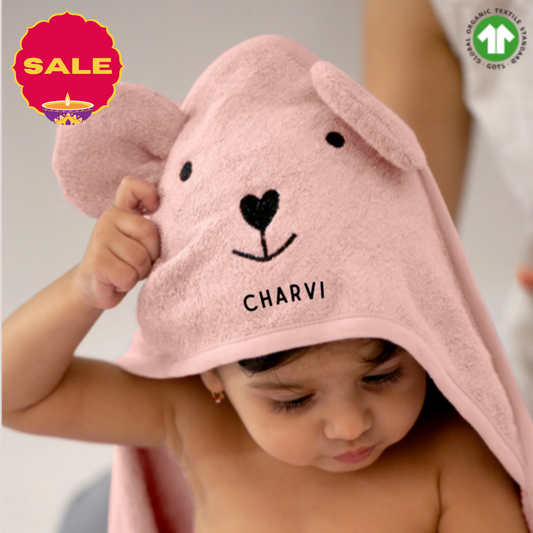 THEONI Bamboo Hooded Baby Towel - Peach