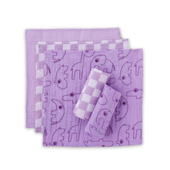 Theoni 100% Cotton Muslin Washcloths - Lilac Baby napkins / wipes