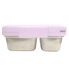 Duo Steel 2-Compartment Lunch Box – Fun, Fresh & Colorful Crumbl Purple Microwave safe Edition for Kids | Durable & School-Ready