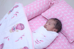 Theoni 100% organic cotton muslin swaddle -Cappadocia Dreams Pink