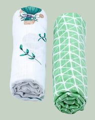 Theoni 100% organic cotton muslin swaddles(Set of 2) - Cappadocia Dreams Green