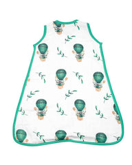 Theoni 100% organic cotton muslin Baby Sleeping Bag - Cappadocia Dreams Green