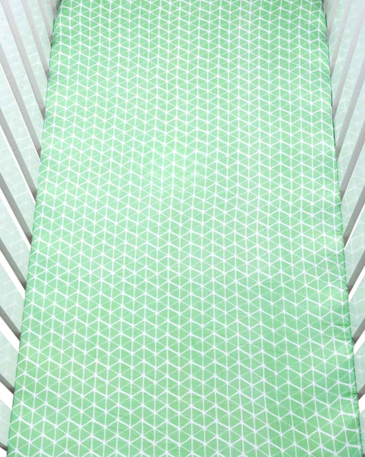Theoni Aztec Green Fitted Crib Sheet - 100% Organic Cotton Muslin Cot Sheet, Super Soft, Breathable, Smooth, Absorbent, Twill Fabric For Infants, Newborns, Babies & Toddlers