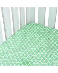 Theoni Aztec Green Fitted Crib Sheet - 100% Organic Cotton Muslin Cot Sheet, Super Soft, Breathable, Smooth, Absorbent, Twill Fabric For Infants, Newborns, Babies & Toddlers