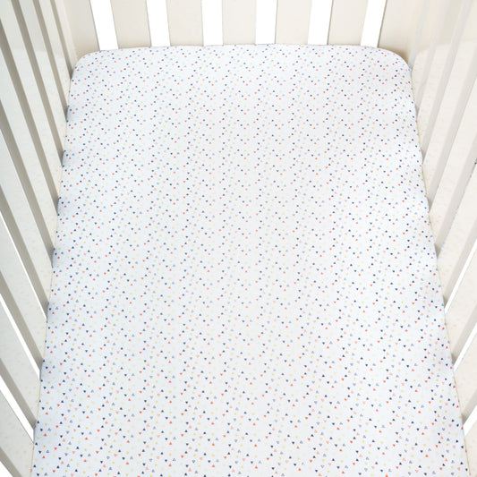 Theoni Triangle Confetti Fitted Crib Sheet - 100% Organic Cotton Muslin Cot Sheet, Super Soft, Breathable, Smooth, Absorbent, Twill Fabric For Infants, Newborns, Babies & Toddlers