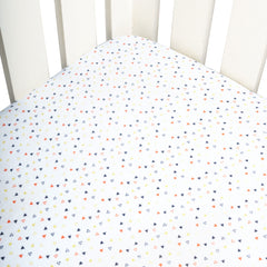 Theoni Triangle Confetti Fitted Crib Sheet - 100% Organic Cotton Muslin Cot Sheet, Super Soft, Breathable, Smooth, Absorbent, Twill Fabric For Infants, Newborns, Babies & Toddlers