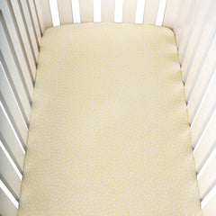 Theoni Sunflower Polka Fitted Crib Sheet - 100% Organic Cotton Muslin Cot Sheet, Super Soft, Breathable, Smooth, Absorbent, Twill Fabric For Infants, Newborns, Babies & Toddlers