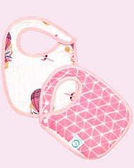 Theoni Organic Muslin Snap Bibs(Set of 2)- Cappadocia Dreams Pink