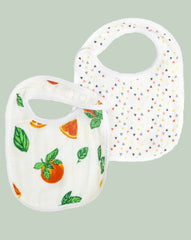 Theoni Organic Muslin Snap Bibs(Set of 2)- Orange Blossoms