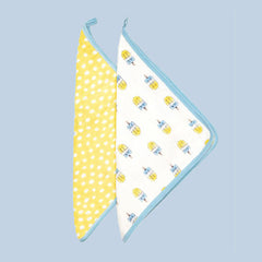 Theoni Popsicle Fun Blue 100% Organic Cotton Muslin Washcloth (Set of 2) for Baby Face, Body Comfy and Soft for Newborn, Infants, Kids, Girls and Boys