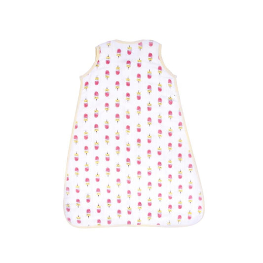 Theoni 100% organic cotton muslin Baby Sleeping Bag - Popsicle Fun Pink