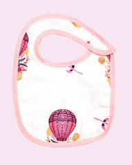 Theoni Organic Muslin Snap Bibs(Set of 2)- Cappadocia Dreams Pink