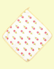 Theoni Popsicle Fun Pink 100% Organic Cotton Muslin Washcloth (Set of 2) for Baby Face, Body Comfy and Soft for Newborn, Infants, Kids, Girls and Boys