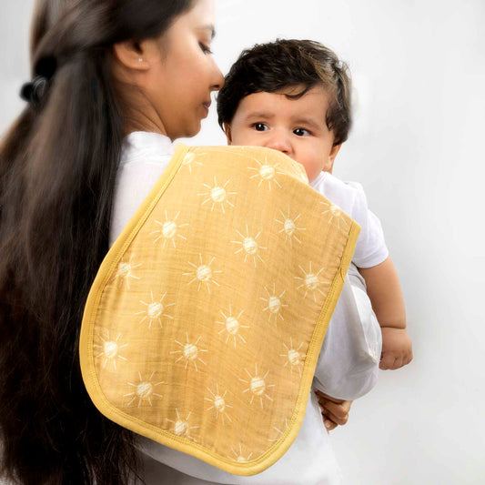 Theoni  Cotton Muslin 3Layer burpy bib-Santorini Sun