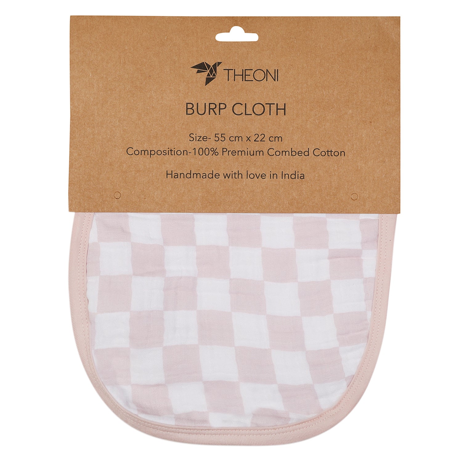 Theoni Cotton Muslin 3Layer burpy bib-Violet Chequer