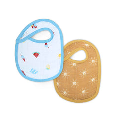 Theoni Cotton Muslin Snap Bib (Set Of 2)-Holiday Hues