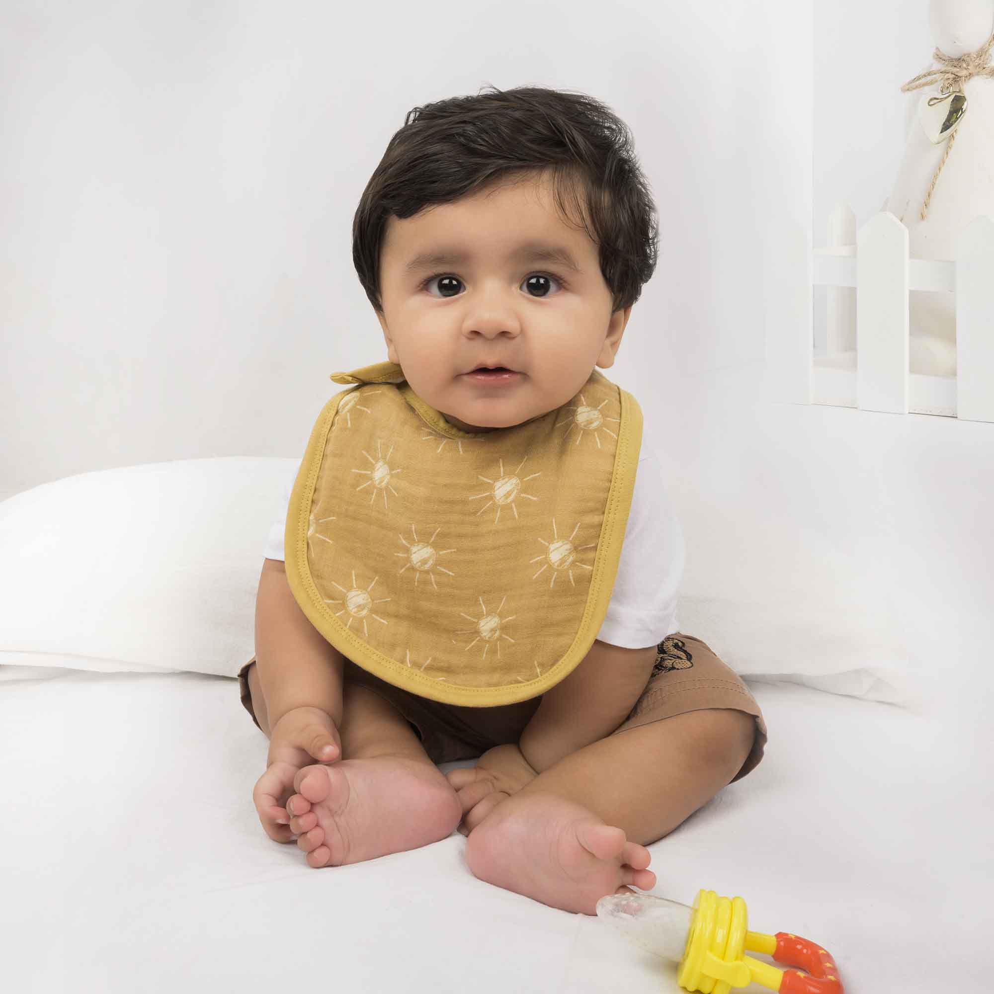 Theoni Cotton Muslin Snap Bib (Set Of 2)-Holiday Hues