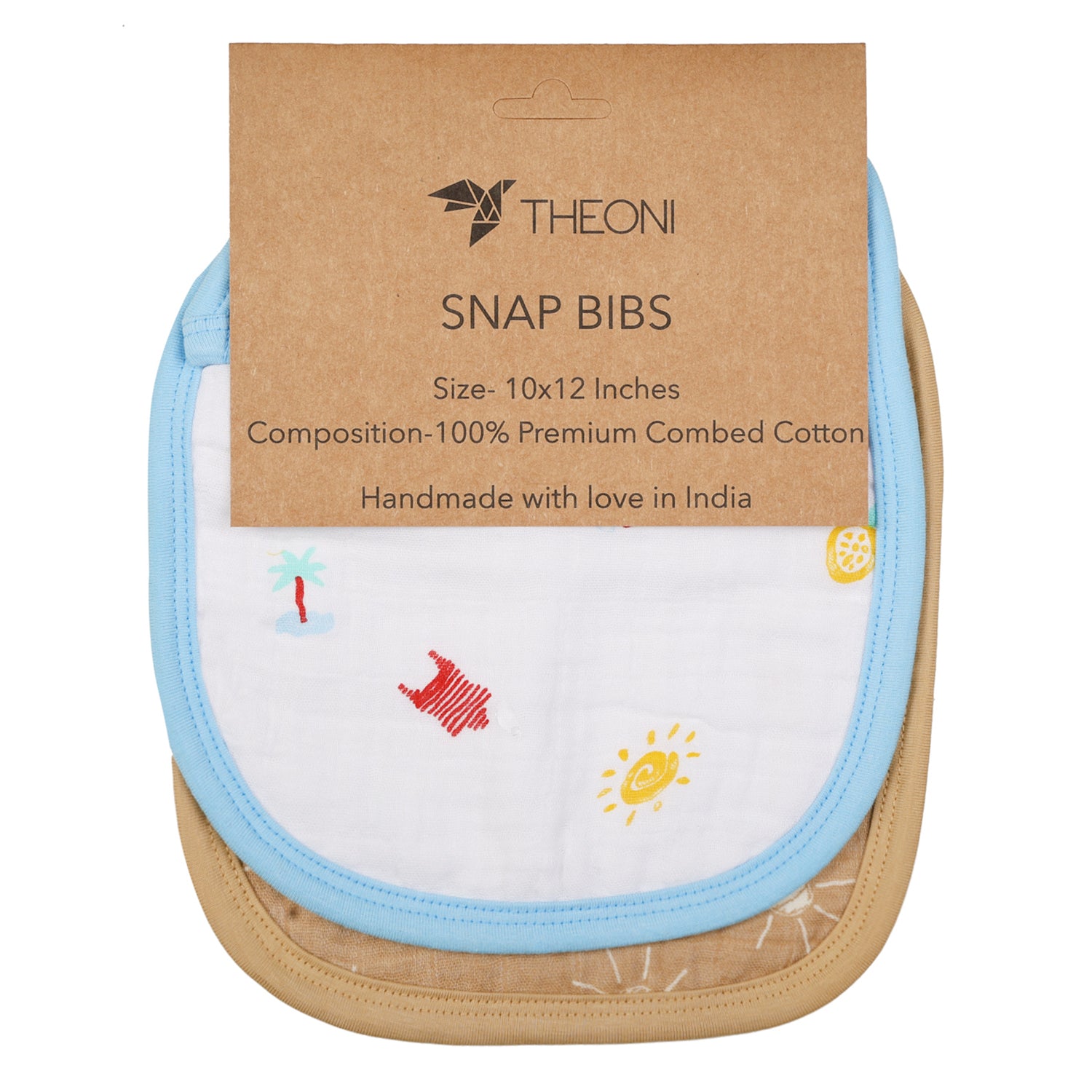 Theoni Cotton Muslin Snap Bib (Set Of 2)-Holiday Hues