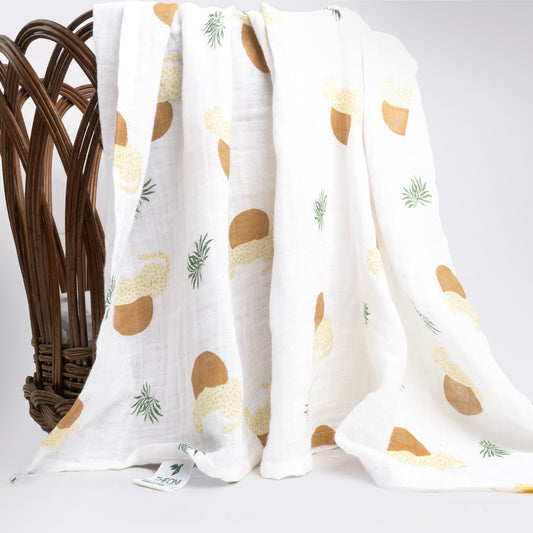 Theoni 100% Cotton Muslin Swaddle-Woody tiger