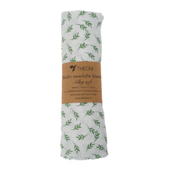 Theoni 100% Cotton Muslin Swaddle-Hedge Green leaf